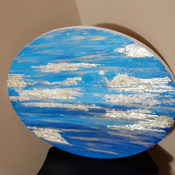 Amaizing Abstract acrylic painting on Oval canvas🌠 - Picture 3 of 3